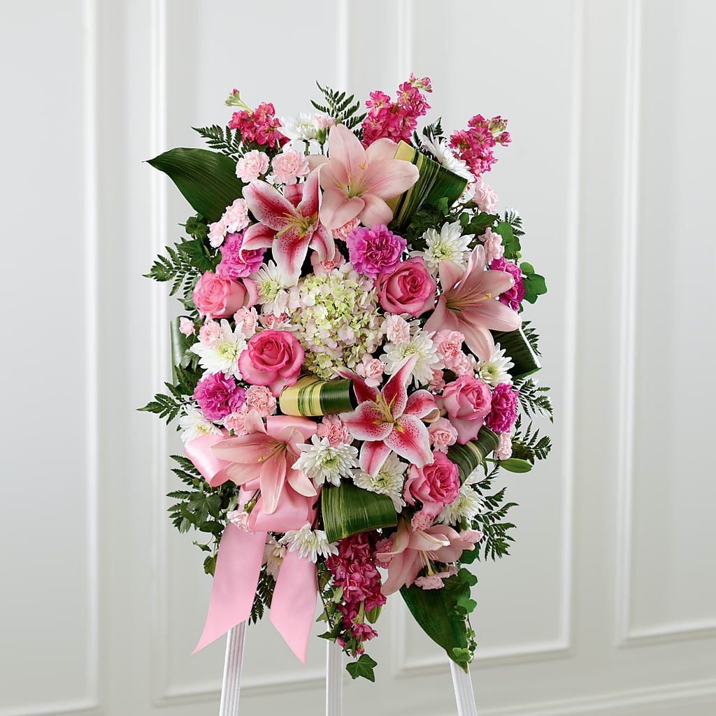 Comforting Standing Spray – Bayport Flower Houses Inc, Bayport NY