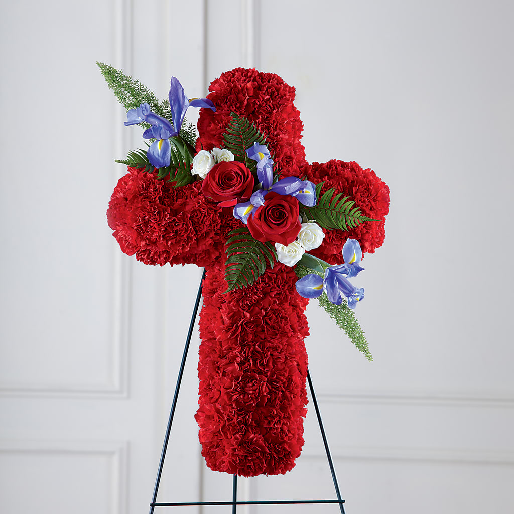 Faithful Hero Floral Cross – Bayport Flower Houses Inc, Bayport NY