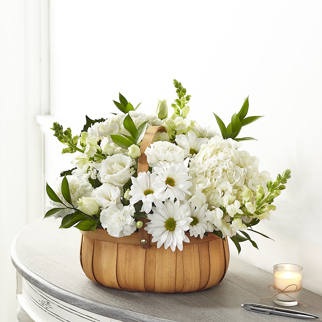 Pure Ivory Basket – Bayport Flower Houses Inc, Bayport NY