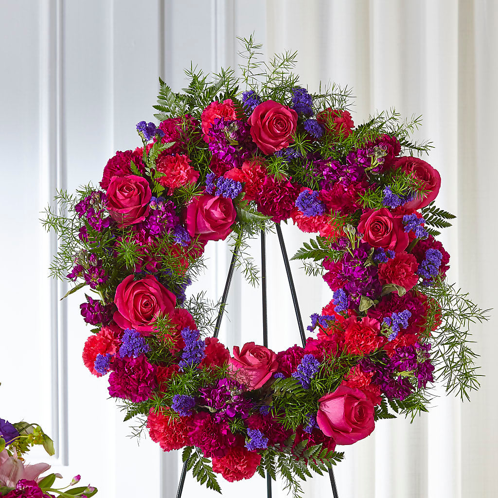 Calming Colors Wreath – Bayport Flower Houses Inc, Bayport NY