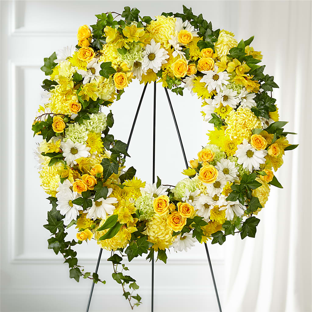 Golden Remembrance Wreath – Bayport Flower Houses Inc, Bayport NY