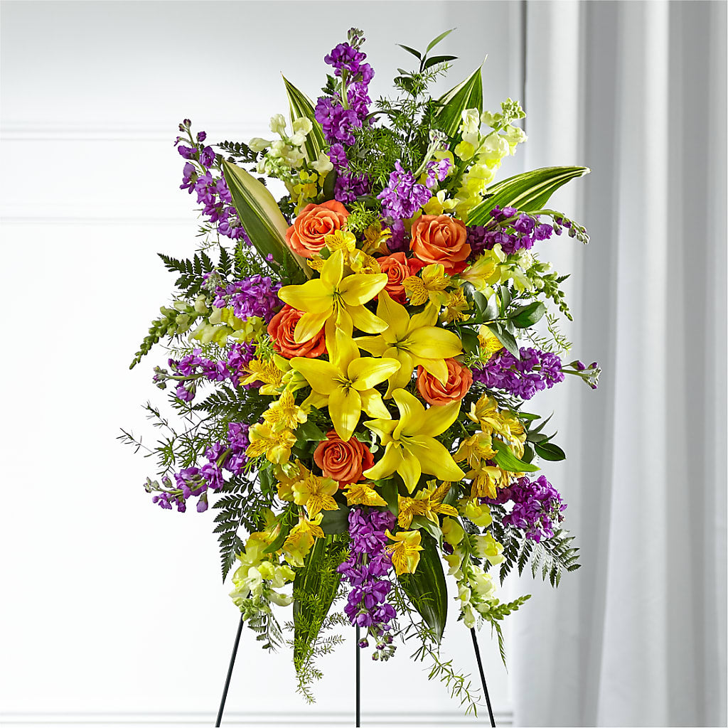 Thoughtful Prayers Standing Spray – Bayport Flower Houses Inc, Bayport NY