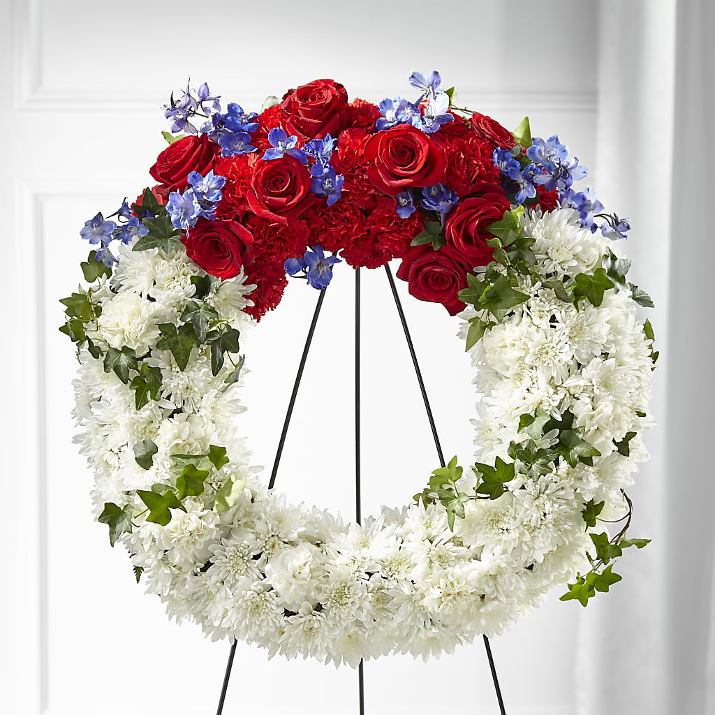 Patriotic Passion Wreath – Bayport Flower Houses Inc, Bayport NY