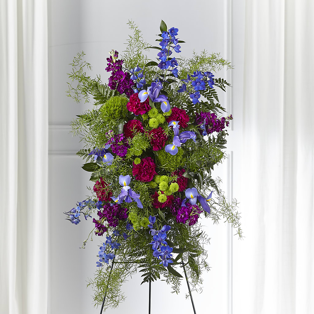 Heavenly Skies Standing Spray – Bayport Flower Houses Inc, Bayport NY
