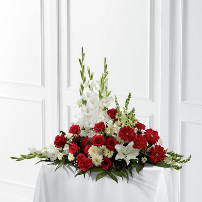 Crimson & White Arrangement –  Bayport Flower Houses Inc, Bayport NY
