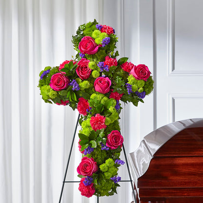 Tribute Rose Floral Cross –  Bayport Flower Houses Inc, Bayport NY