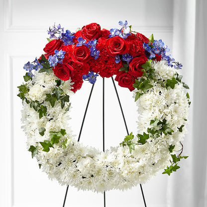 Patriotic Passion Wreath –  Bayport Flower Houses Inc, Bayport NY