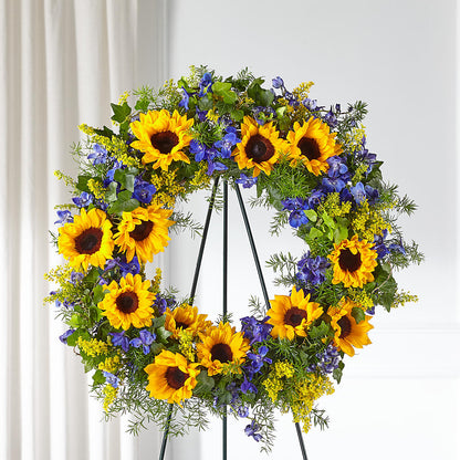 Bright Rays Wreath –  Bayport Flower Houses Inc, Bayport NY
