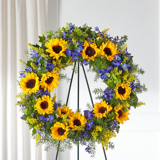 Bright Rays Wreath –  Bayport Flower Houses Inc, Bayport NY