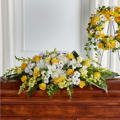Golden Harmony Casket Spray –  Bayport Flower Houses Inc, Bayport NY
