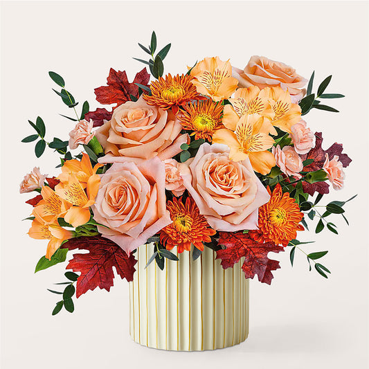 Spiced Latte Bouquet with Ivory Vase –  Bayport Flower Houses Inc, Bayport NY