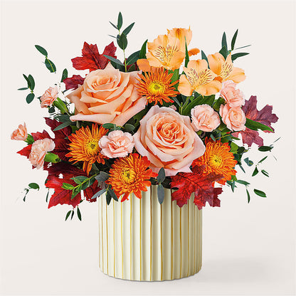 Spiced Latte Bouquet with Ivory Vase –  Bayport Flower Houses Inc, Bayport NY